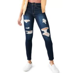 Women's High Rise Destructed Super Stretch Skinny Jeans‎